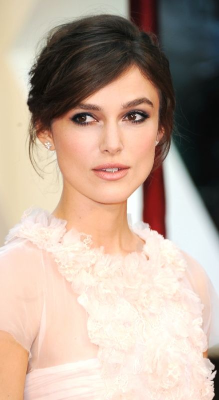 Kiera Knightley Side Swept Bangs: Worn Tied Back