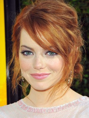 Emma Stone Side Swept Bangs:Long and Rugged