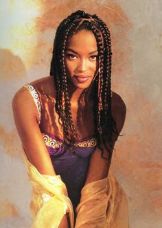 Naomi Campbell thick box braids