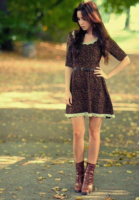 floral dress with combat boots