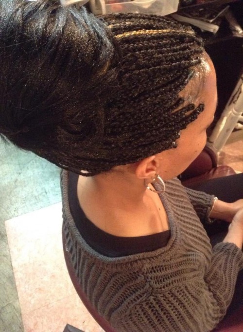 Micro Braids Hairstyles Buns