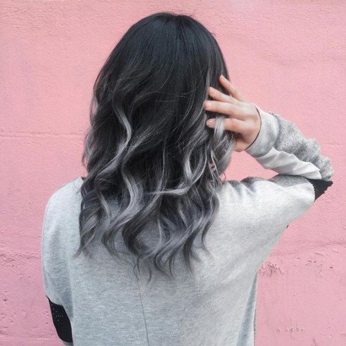 Black Hair With Grey Tips