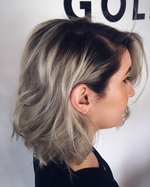 Short blonde hair color ideas dark roots purple rain