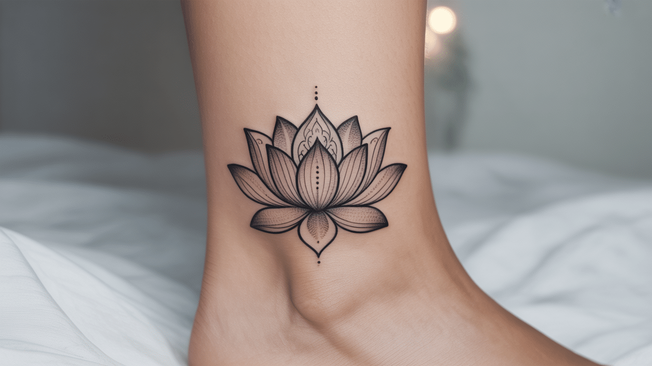 Ankle Lotus Mandala Tattoo