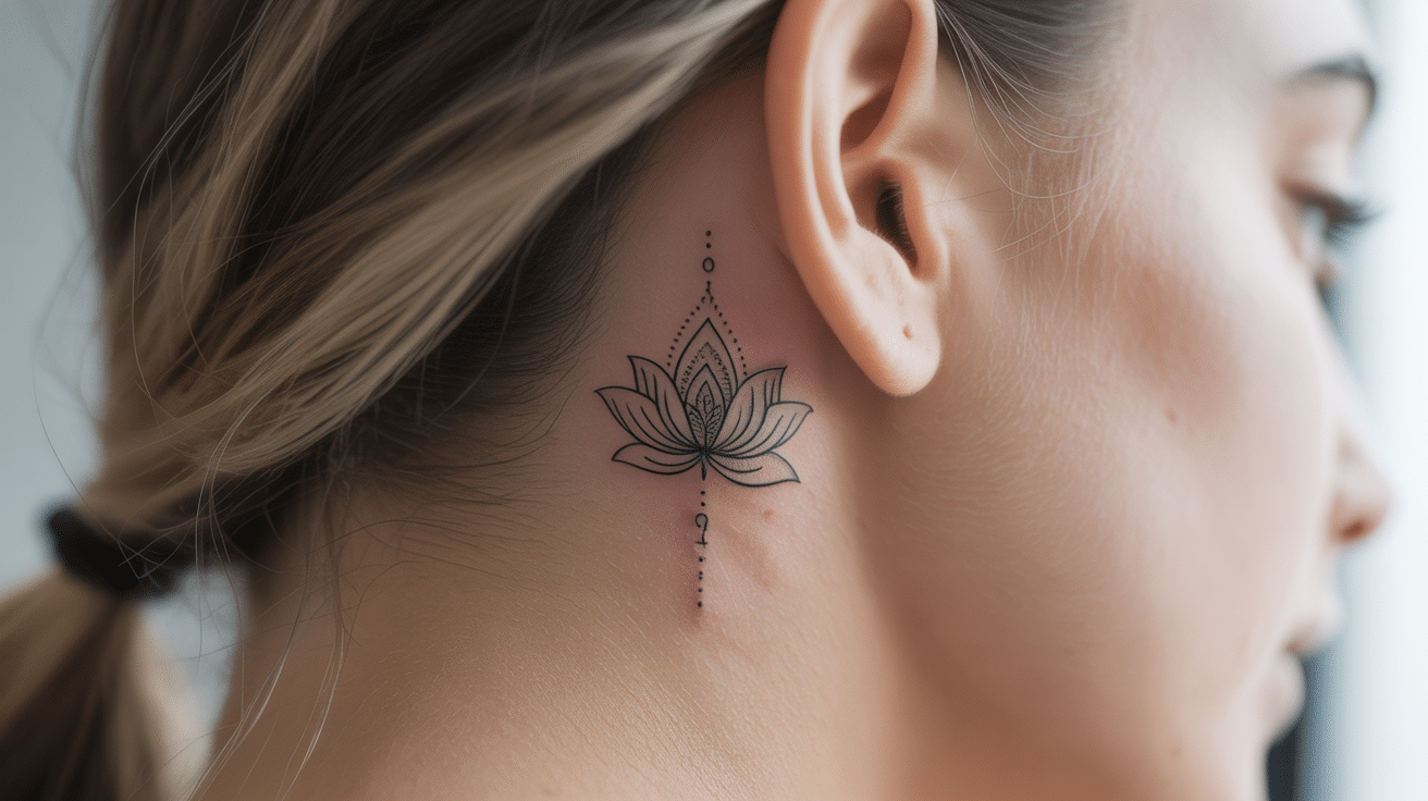 Behind-the-Ear Tiny Lotus Mandala